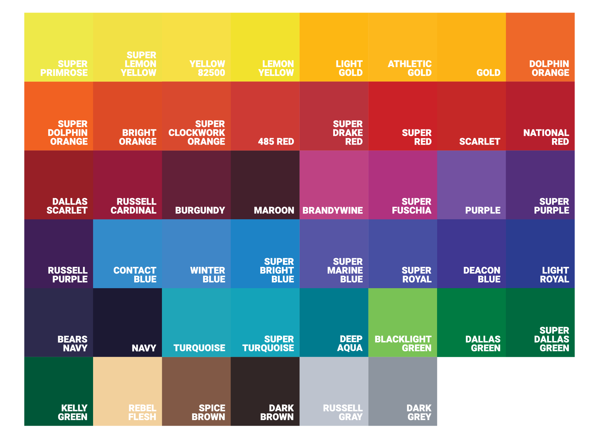 Ink Color Chart